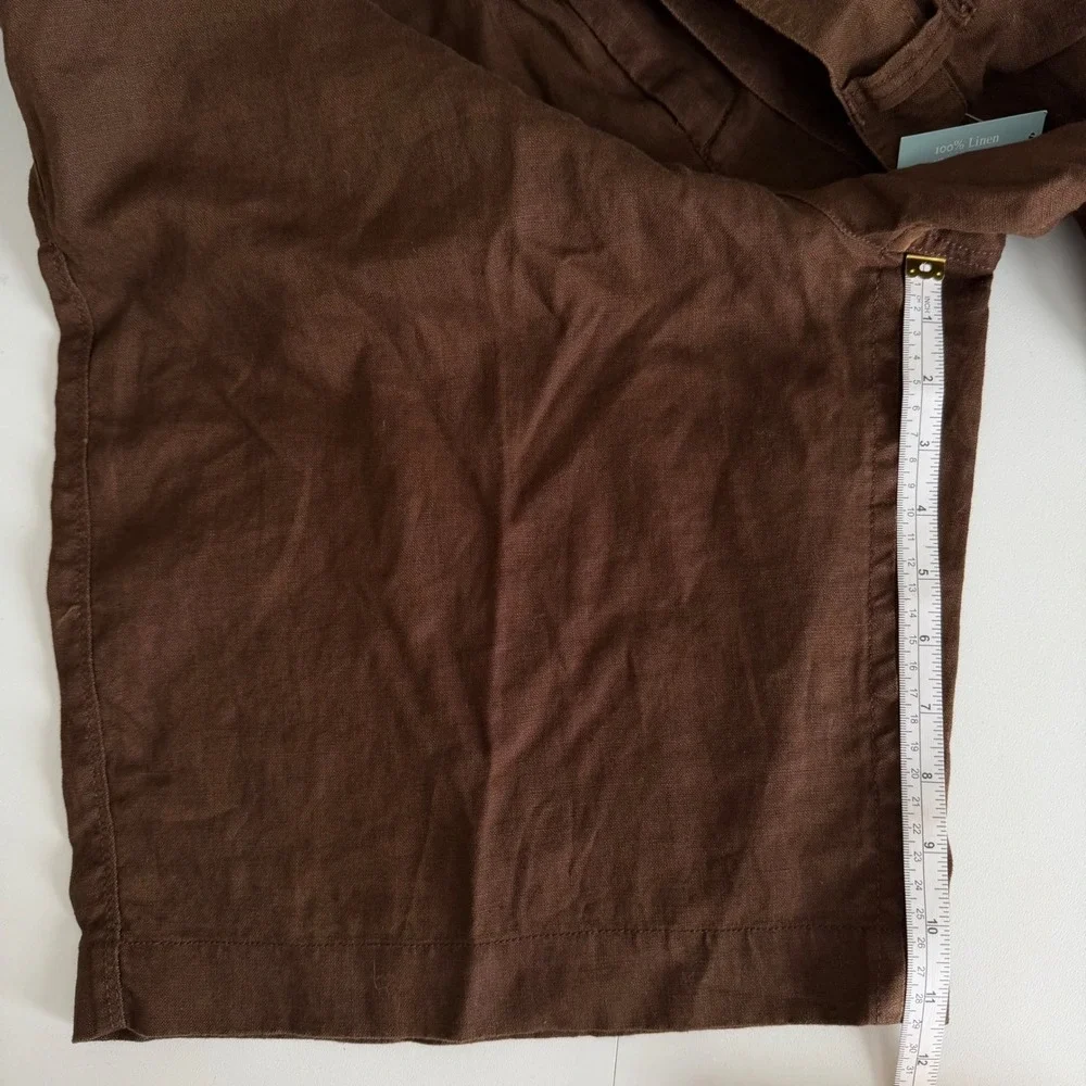 Apt 9 Mens Brown 100% Linen Flat Front Chino Shorts Size 40 NEW